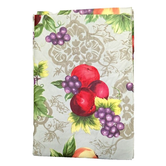 Harvest Fruit Vinyl Tablecloth Apple Grapes Pears Wipes Clean 54 x 72-inch Gift - Picture 1 of 4